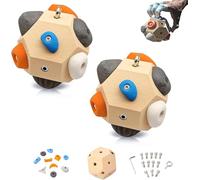 Ensemble de blocs de rochers fabriqués à la main, balle d'entraînement d'escalade 3D DIY, poignées réglables, outil d'entraînement de force des doigts, cadeau for les grimpeurs de montagne.(2 Set)