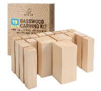 Ensemble de blocs de sculpture sur bois Beavercraft 19 pièces. Tilleul/Basswood BW19