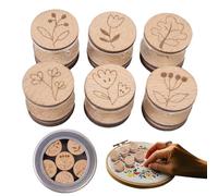 Ensemble de bobines de stationnement de broderie - 2 x 2 x 1,9 cm 6 pièces en bois de hêtre Support de fil magnétique pour bobine de cordon Organisateur Kit de rangement artisanal avec boîte en étain