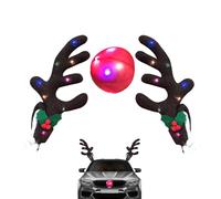 Ensemble de bois de renne de voiture - 550 g - Accessoire de vacances - Décoration festive - Costume de voiture de Noël avec pendentif LED - Décoration de voiture universelle pour SUV et plaisir de