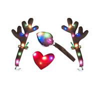 Ensemble De Bois De Renne pour Automobile,Costume Festif avec Lumières LED,Kit Déguisement Automobile - pour Fête De Van des Fêtes, Célébration Saisonnière, Conduite Festive