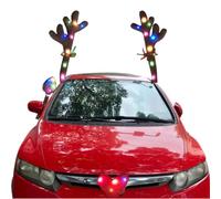 Ensemble De Bois De Renne pour Automobile | Costume Mignon avec Lumières LED | Décoration Renne pour Noël | pour Fourgon Camion Toit Fête De Noël Célébration Saisonnière Conduite