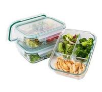 Classbach Boîtes repas en verre C-FHDM4021G, 3 compartiments, micro-ondes & lave-vaisselle, 3x1000 ml