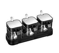 Ensemble de boîte d'assaisonnement en Verre, récipient d'assaisonnement pour boîte à Condiments avec cuillère à Couvercle et Bocal à épices Peu encombrant pour Les Gadgets de Cuisine