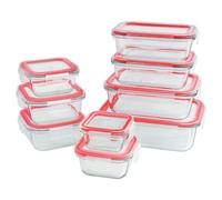 classbach® Lot de 9 boîtes de conservation en verre avec couvercle, pour micro-ondes, lave-vaisselle et congélateur, boîtes de conservation en verre, boîte de rangement parfaite pour cuisine