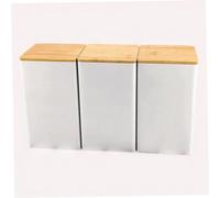 Ensemble de boîtes à thé, café et sucre, bocaux de rangement résistants à l'humidité avec couvercles en bois, ensembles de boîtes hermétiques pour comptoir de cuisine, blanc, boîtes de cuisine