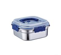 Ensemble de boîtes de conservation alimentaire en acier inoxydable - Boîte à déjeuner étanche avec couvercles scellés en silicone, passe au réfrigérateur, 1 800 à 4 000 ml (4 tailles), argent + bleu