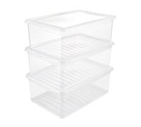 Ensemble de boîtes de rangement 3x11 L, plastique, naturel transparent, 39 x 26,5 x 14 cm