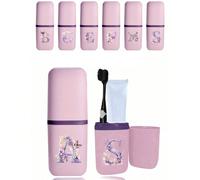 Ensemble de boîtier de brosse à dents de voyage portable, imprimé papillon violet et lettres A-Z, avec couvercle, support pour dentifrice, support pour brosse à dents, gobelet de rinçage, accessoires 