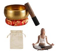 Ensemble de bol chantant tibétain, coussin de bol sonore de méditation avec bâton en bois pour yoga, méditation et relaxation, bols chantants tibétains authentiques à la main, ensemble de bol de