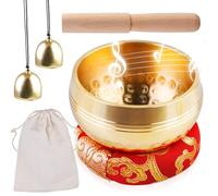 Ensemble de bol chantant tibétain, fait à la main, pour la guérison, la méditation, le yoga, le son, le petit bol chantant, au Népal, avec maillet en bois, coussin pour bol chantant, cloche en laiton