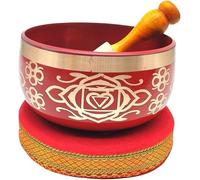 Ensemble de bol chantant tibétain, rouge, avec maillet et coussin, bol chantant fait à la main, pour la méditation, la thérapie sonore, les pratiques spirituelles, le yoga, boîte cadeau en papier