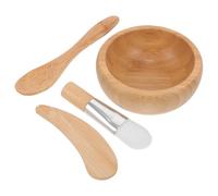 Ensemble de Bols à Masque Facial en Bois, 1 Set, 4 Accessoires | Surface Lisse, Mélange pour Argiles Cosmétiques et Crèmes, Usage DIY et Voyage, Rangement Facile Style Aléatoire