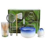 Ensemble de bols à matcha avec fouet, pelle et tamis - Kit de démarrage pour thé matcha (bleu)