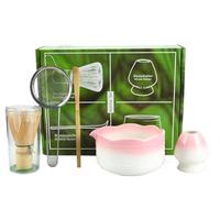 Ensemble de bols à matcha avec fouet, pelle et tamis - Kit de démarrage pour thé matcha (rose)