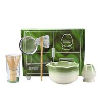 Ensemble de bols à matcha avec tamis et fouet. Kit initial pour thé matcha (Gradient Green)