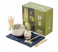 Ensemble de bols à matcha en relief Montagnes et rivières - Kit de cérémonie du thé avec vernis dégradé - Accessoires professionnels pour mousser - 8 pièces en céramique - Idéal pour le lavage