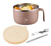 Ensemble de bols à nouilles - Grande tasse à soupe pour repas de voyage | Acier inoxydable 304 avec poignée anti-brûlure, récipient avec couvercle de 1200 ml avec fourchette, bocal alimentaire