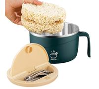 Ensemble de bols à nouilles - Grande tasse à soupe pour repas de voyage | Acier inoxydable 304 avec poignée anti-brûlure, récipient avec couvercle de 1200 ml avec fourchette, bocal alimentaire