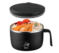 Ensemble de bols à pâtes - Bol Rapid ramenn de 1200 ml en acier inoxydable, avec couvercle et fourchette | Pour ustensiles de cuisine, riz, pho, pâtes, flocons d'avoine, gombo, salade, maison, dortoir