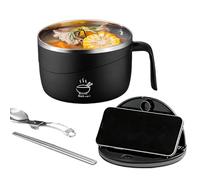 Ensemble de bols à pâtes instantanés - 1200 ml - Gobelet à soupe portable avec couvercle et fourchette - Bol à pâtes en acier inoxydable - Convient pour la maison, la cuisine, le collège, le dortoir