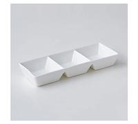 Ensemble de bols à trempette Sauce de soja en céramique blanche 3 compartiment Plateau de plaque de plaque divisée Plats de sauce à trempette pour sushi ketchup apéritif portion (9.65inch) Plat/Bols d