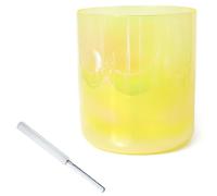 Ensemble de bols chantants en cristal, Bol sonore d'alchimie 440 Hz, jaune citron for la méditation du yoga et guérison, avec percuteur en acrylique joint torique gratuits, bol de chakra quartz(7"A)
