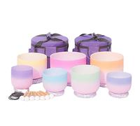 Ensemble De Bols Chantants En Cristal De Quartz De 6 À 12 Pouces, Avec Percuteur En Daim, Maillet, For La Réduction Du Stress, Équilibrage Des Chakras Du Corps, Prière, Bouddhiste(440hz)