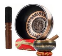 Ensemble de bols chantants tibétains, 8/13 cm, avec maillet et coussin pour bol chantant, fabriqué à la main et facile à jouer, parfait pour la méditation et la thérapie sonore (13 cm)