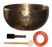 Ensemble de bols chantants tibétains en cuivre de 6 pouces, pour la méditation, la pleine conscience, le Yoga, les chakras, bol chantant rond avec coussin en maillet