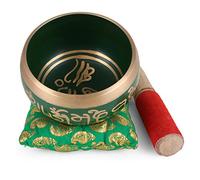 Ensemble de bols chantants tibétains - Fabriqué à la main - Authentique bol chantant pour méditation, chakra, yoga, bouddha, guérison, 10 cm (vert)