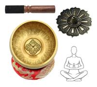Ensemble de bols chantants tibétains - FEBEST - Bol de méditation - Maillet en bois - Coussin de soie - Brûleur d'encens
