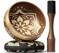 Ensemble de bols chantants tibétains gravés à la main - Bol sonore et bol de méditation avec coussin, maillet et guide - Idées cadeaux de pleine conscience - Instruments de relaxation - Kit de