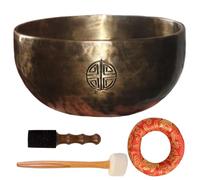 Ensemble de bols chantants tibétains ronds en cuivre de 15,2 cm avec maillet et coussin pour la méditation, la pleine conscience, le yoga et les chakras
