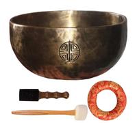 Ensemble de bols chantants tibétains ronds en cuivre de 6 pouces avec maillet et coussin pour la méditation, la pleine conscience, le Yoga et les chakras