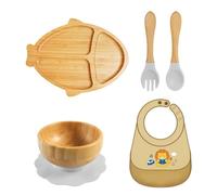Ensemble de bols d'alimentation adaptés aux enfants de plus de 6 mois - Bavoir alimentaire avec cuillère et fourchette pour les voyages quotidiens à la maison - Assiette repas pour bébé