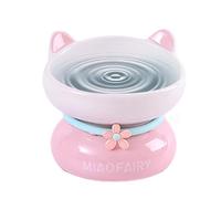 Ensemble De Bols De Chats En Céramique - Mangeur Incliné Incliné, Plat Surélevé Anti-vomir | Bol D'eau De Nourriture Élevée Mignonne, Conception De La Bouche De 15 Degrés Pour Une Alimentation Confort