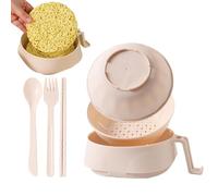 Ensemble de bols - Grand bol à nouilles en PP de 15,2 cm, passe au micro-ondes, service de table complet de 6 pièces, passe au lave-vaisselle | Cuiseur de nouilles rapide avec couvercle, baguett