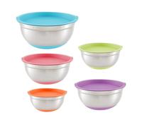 Ensemble de bols mélangeurs avec couvercles, bols à mélanger gigognes avec couvercle, bols en acier inoxydable épais avec antidérapant pour laver les fruits, les légumes, le riz, battre les œufs