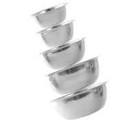 Ensemble de Bols Mélangeurs en Acier Inoxydable, Cinq Pièces, Argenté | Usage la Cuisine et Intérieur, Nettoyage Facile, Transport Simple, Rangement Compact, Bassin à Fond Plat