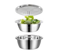 Ensemble de bols mélangeurs en acier inoxydable | Égouttoir à légumes râpe trancheuse panier, bac de broyage et de drainage pour mélanger et servir
