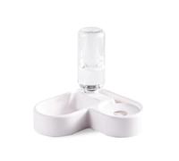 Ensemble de Bols pour Animaux à Double Usage | Bouteille d'eau Automatique pour Chiens/Chats | Économie d'espace et Conception de l'épreuve Humide | Love Shape Food & Water Bowl