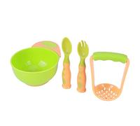 Ensemble de bols presse-purée pour bébé - Outils d'alimentation pour nourrissons et nouveau-nés - Cuillère et fourchette en polypropylène pour un usage domestique (modèle orange vert mélangé)