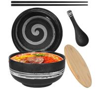 Ensemble De Bols Ramen En Céramique, Grand bol à Soupe 1500 ML, Bols à Salade pour Soupe, pho et Bol à Sushi, Vaisselle Japonaise Avec Baguettes Et Cuillère Bol à Soupe Pour Le Camping Pâtes Salade