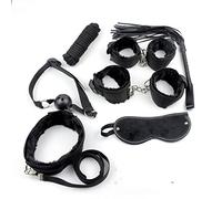 Ensemble de bondage adulte 7 pièces, Yoga Comfort Sport Bondage Set parfait pour les couples SM Bondage Erotic Sex Toy Set Handcuffs for Beginners Sex Toys (Black)