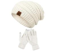 Ensemble de Bonnet et de Gants Ensemble de Mitaines Chaudes en Tricot | Bonnet en Tricot Doux et Chaud avec Gants Tactiles pour Filles, , Course, Sports, Neige, Randonnée, Camping