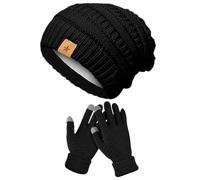 Ensemble de Bonnet et de Gants Ensemble de Mitaines Chaudes en Tricot | Bonnet en Tricot Doux et Chaud avec Gants Tactiles pour Filles, , Course, Sports, Neige, Randonnée, Camping