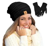 Ensemble de Bonnet et de Gants Set de Mitaines Tricotées Imperméables au