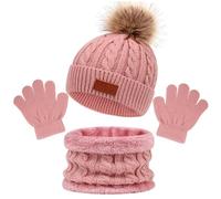 Ensemble de bonnets et gants d'hiver pour enfants, ensemble écharpe, gants et bonnet - Chauffe-cou pour enfants, écharpes, gants, accessoires cravate, cou, bonnet chaud pour enfants, Set de poudre