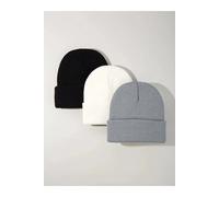 Ensemble de bonnets pliables unisexes - noir, blanc et gris (paquet de 3)